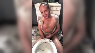 Cumshot in the toilet