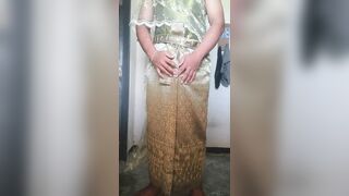 Crossdresser Wear Thai dress and masturbate