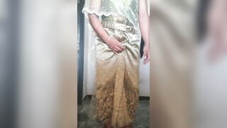 Crossdresser Wear Thai dress and masturbate