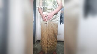 Crossdresser Wear Thai dress and masturbate