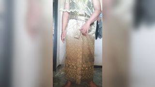 Crossdresser Wear Thai dress and masturbate