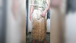 Crossdresser Wear Thai dress and masturbate