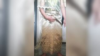 Crossdresser Wear Thai dress and masturbate