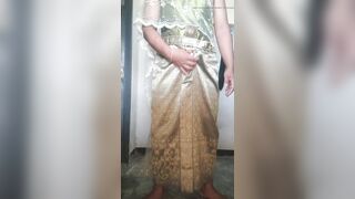 Crossdresser Wear Thai dress and masturbate