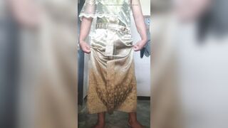 Crossdresser Wear Thai dress and masturbate