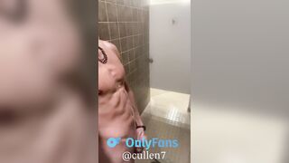 Finally I cum in the gym shower... but don't tell anyone!