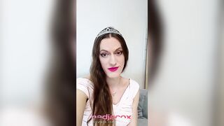 petite sissy with tiara and big cock intense cumshot