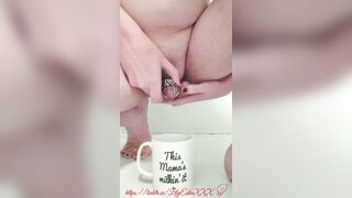 Chastity Slut Lily Eden Pisses in a Cup and Drinks It