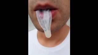 I found used condom at car park so I eat cum , chew it and use condom like bubble gum