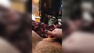 Trans guy uses stroker and dildo on his wet pussy