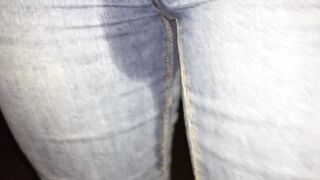 Public walk and pissing in my pants with cum on shirt