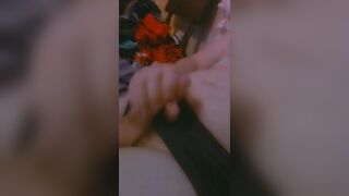 Femboy plays with themselves while partner is in the bathroom