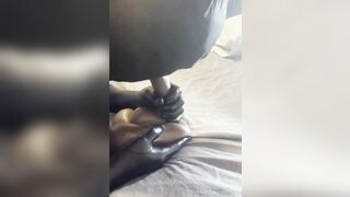 Sucking my black sex toy off