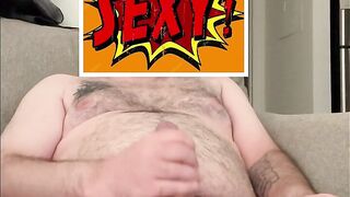 Dad bod with a fat cock jerking