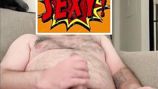 Dad bod with a fat cock jerking