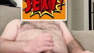 Dad bod with a fat cock jerking