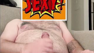 Dad bod with a fat cock jerking