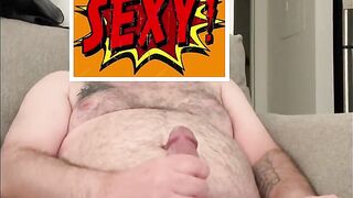 Dad bod with a fat cock jerking