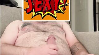 Dad bod with a fat cock jerking