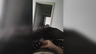 Uncut cock jerking off