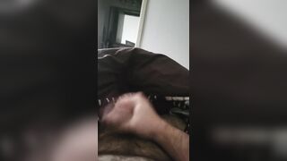 Uncut cock jerking off