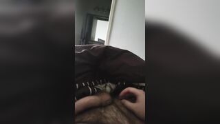 Uncut cock jerking off