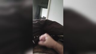 Uncut cock jerking off