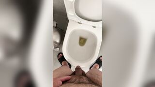 Hairy Asian Top taking a piss