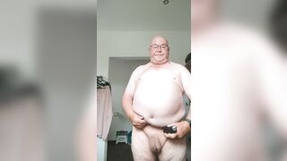 Shave cock and tits, wank and fart