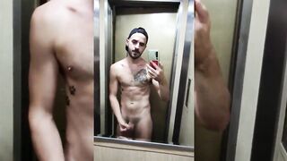 Naked inside the lift and jerk off