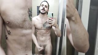 Naked inside the lift and jerk off