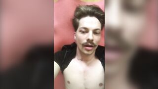 Practicing self suck / autofellatio and swallow cum