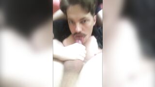 Practicing self suck / autofellatio and swallow cum