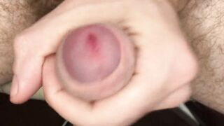 Close-up urethra, foreskin play, and jerking off to a creamy cumshot