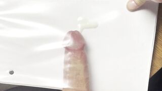 POV small dick cum in book