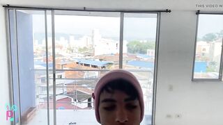 Colombian boy with huge cock has a big erection and pulls out his cum