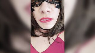 Trans femboy strokes her dick and cums. Girly sissy orgasm and cum eating