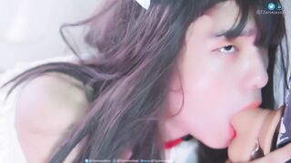 Asian Trans Slave Deepthroat and Anal in chastity