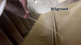 Tattooed BBC Pissing on Wall and Floor in Abandon Building