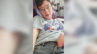 Trans guy home alone and bored plays with hims pussy