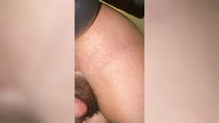 Tinny sisi play with his chastety cage and huge dildo