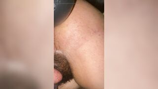 Tinny sisi play with his chastety cage and huge dildo