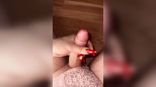 Jerk off with red Nails an a Huge load of cum ????????