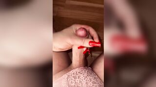 Jerk off with red Nails an a Huge load of cum ????????