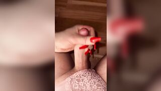 Jerk off with red Nails an a Huge load of cum ????????