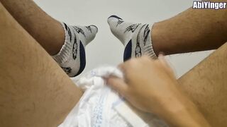 ABDL Diaper Boy Cumming In His Diaper While Using Sport Socks