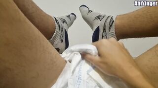 ABDL Diaper Boy Cumming In His Diaper While Using Sport Socks