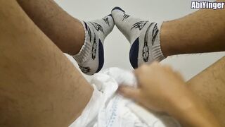 ABDL Diaper Boy Cumming In His Diaper While Using Sport Socks