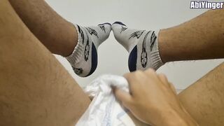 ABDL Diaper Boy Cumming In His Diaper While Using Sport Socks