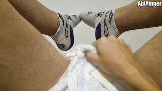 ABDL Diaper Boy Cumming In His Diaper While Using Sport Socks